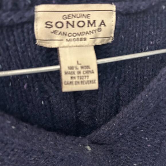 Sonoma 100% Wool V-Neck Pullover Blue Knit Comfy Sweater Women’s Size Large - Picture 2 of 5